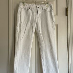 Ann Taylor White Denim Jeans with Branded Waistband